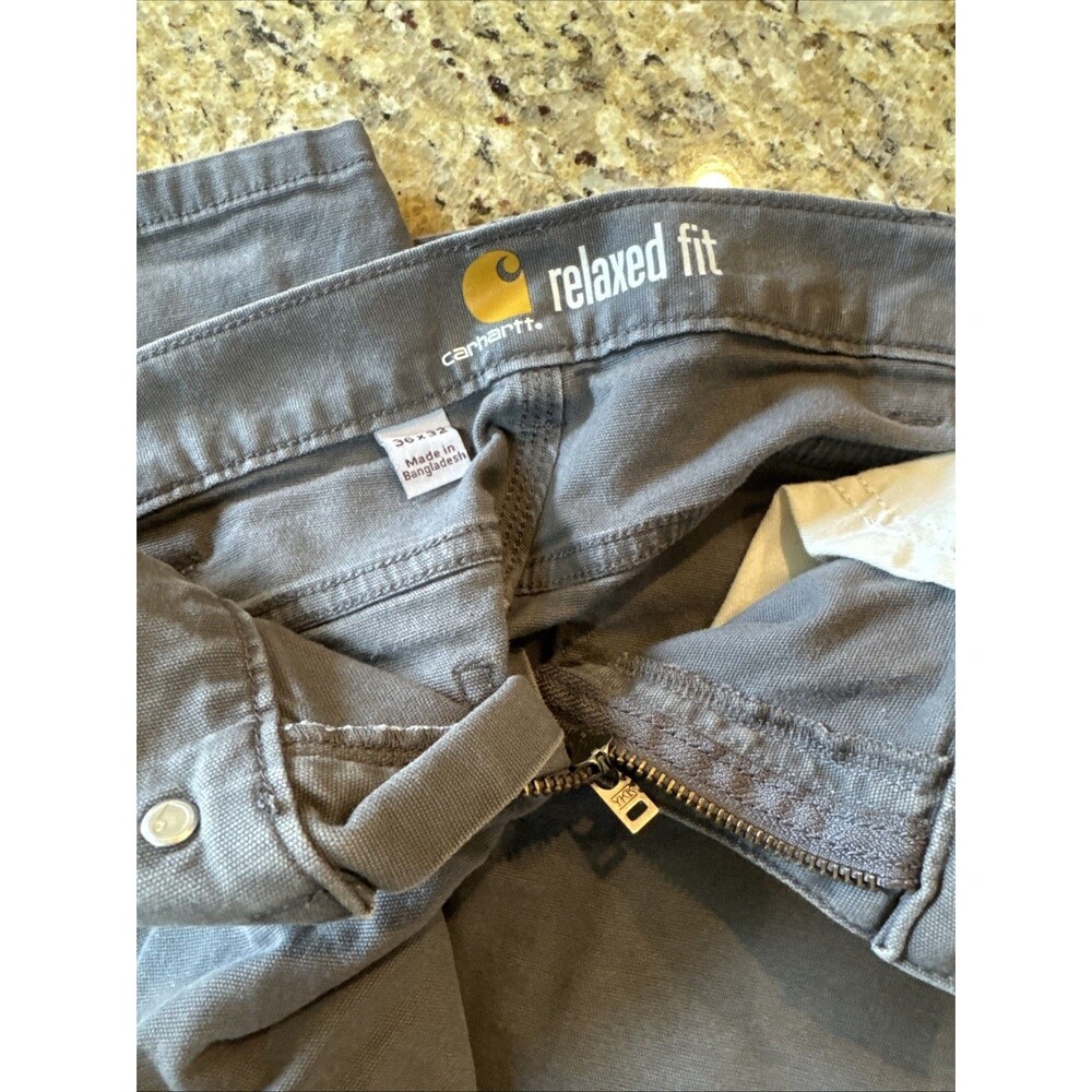 Carhartt Pants Mens 36x30 Gray Relaxed Fit Carpenter Canvas Workwear 102517-039 - Picture 3 of 9